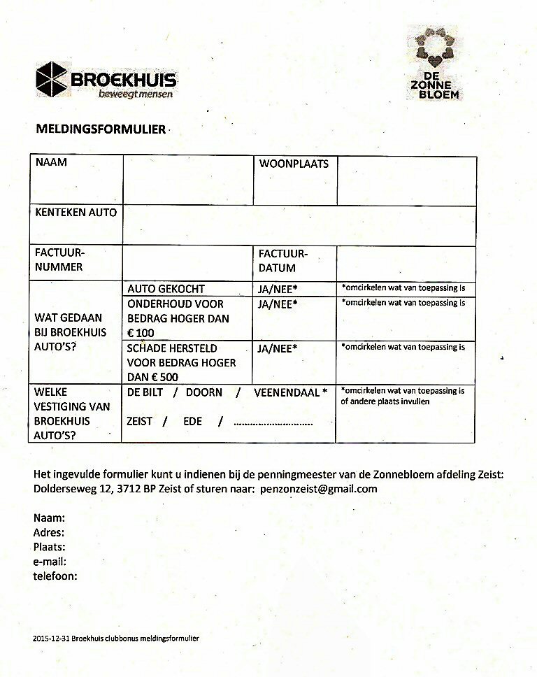 Zonnebloem afdelingsnieuws